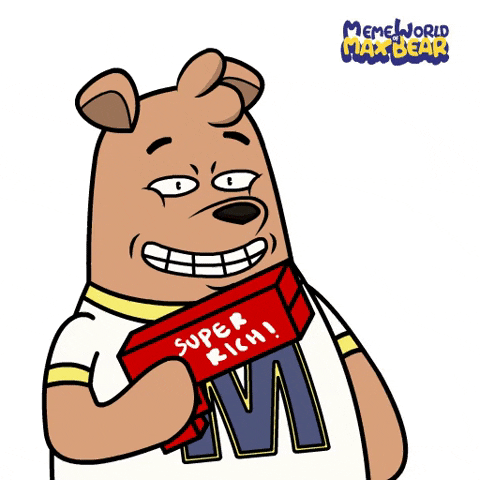Spend Money Max Bear Holding Cash Cannon GIF