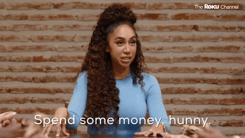 Spend Money Woman With Curly Long Hair GIF