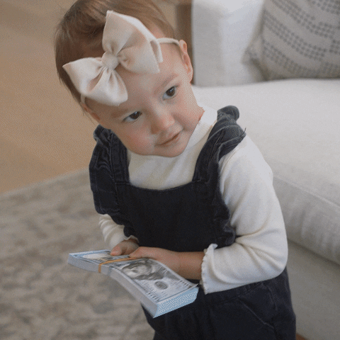 Spend Money Young Girl Holding Cash GIF