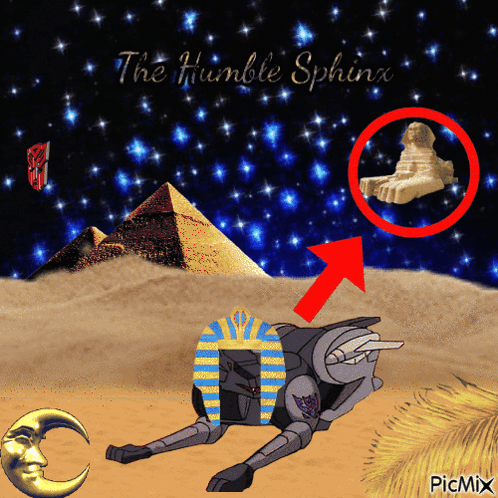 Sphinx with Pyramids and Stars