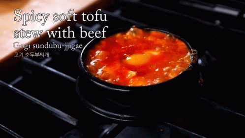 Spicy Soft Tofu Stew With Beef GIF
