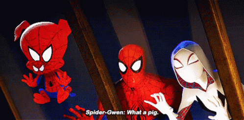 Spider-Gwen Says What A Pig In A Cartoon GIF