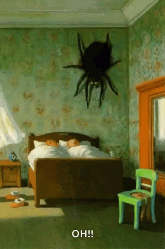 Spider Hanging Above Bed GIF
