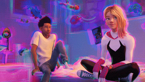 Spider Man 2099 Gwen And Miles In Room GIF