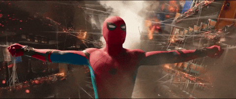 Spider Man 2099 Holding On Destroyed Ship GIF