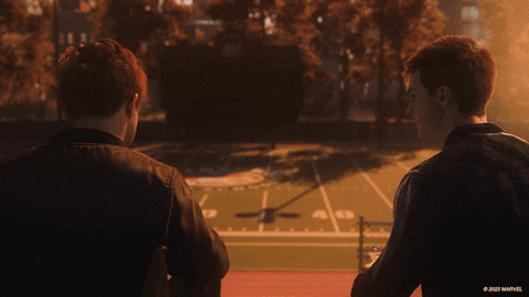 Spider Man 2099 Peter Parker And Harry Osbourne Talking GIF