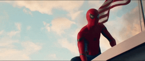 Spider Man 2099 Posing Under Us Flag GIF