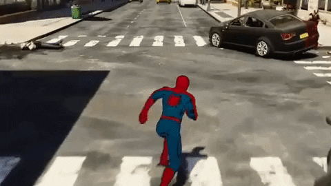 Spider Man 2099 Swings Then Kicks Enemy GIF
