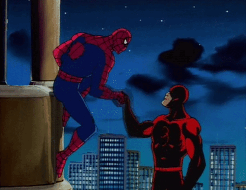 Spider-Man and Daredevil Shaking Hands