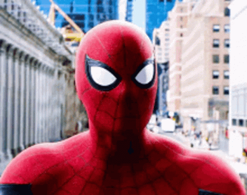 Spider-Man Close Up Face With City Background GIF