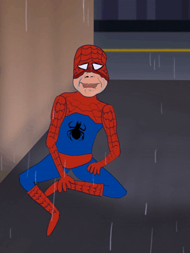 Spider Man Crying in Rain