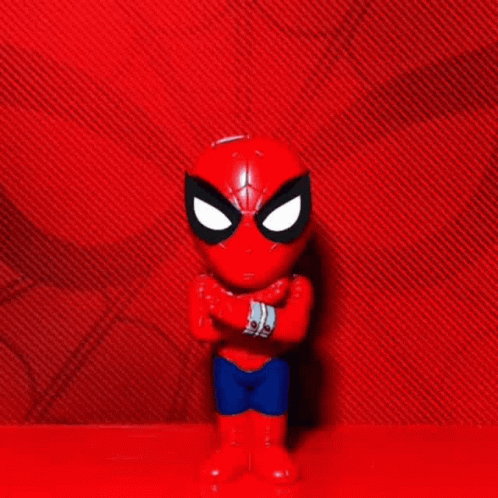 Spider-Man Figurine Arms Crossed Red Surface GIF