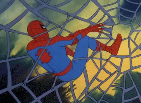 Spider Man Getting Caught On Big Web GIF