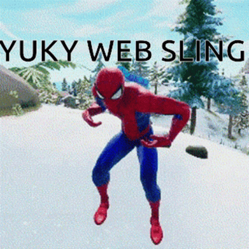 Spider-Man in the Snow Saying Yuky Web Sling