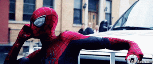 Spider Man Riding Outside The Car Meme GIF