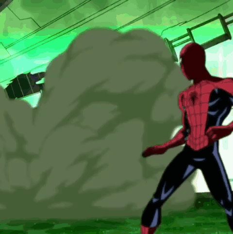 Spider Man Standing Green Background