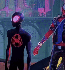 Spider Punk Arms Around Miles GIF