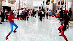 Spiderman Cosplayer Funny Dance GIF