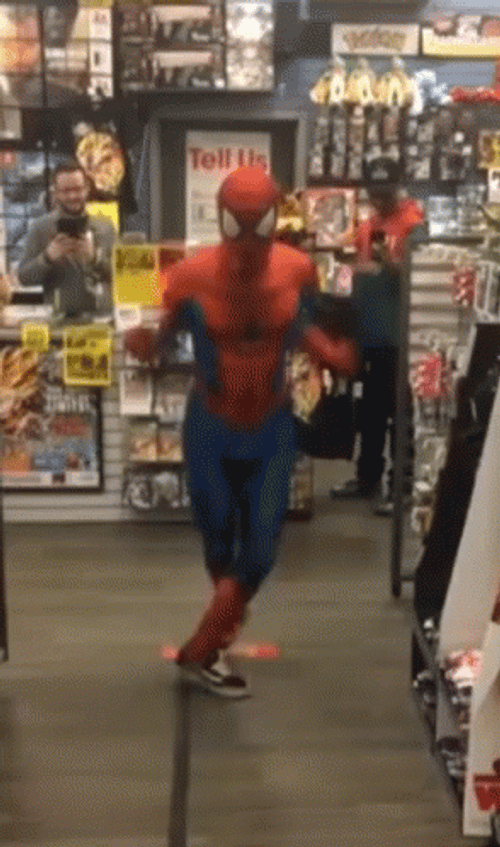 Spiderman Dance In The Mall GIF