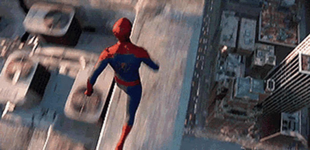 Spiderman Jumping Off GIF
