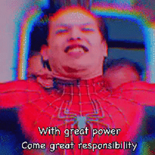 Spiderman Suit With Great Power Comes Great Responsibility GIF