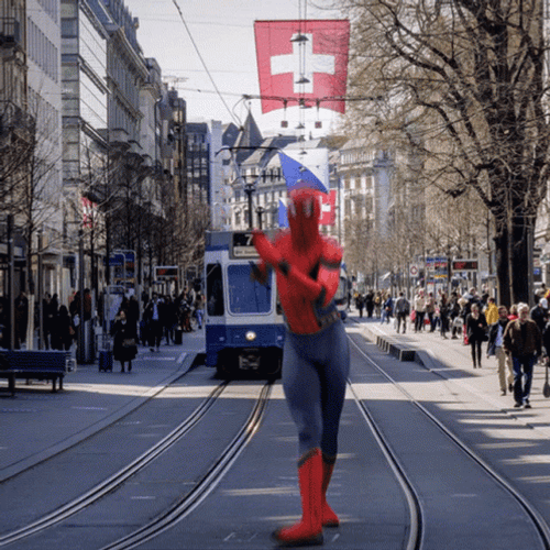 Spiderman Twerk Dance In Train Tracks GIF