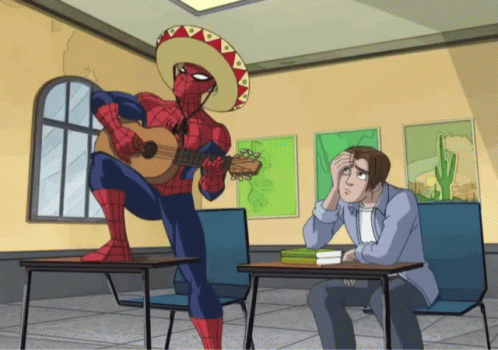 Spiderman Wearing Spanish Hat GIF