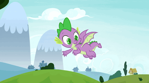 Spike Flying Over Grassy Hill GIF