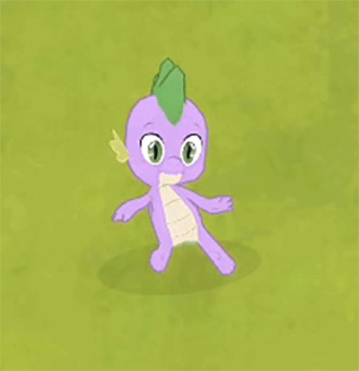 Spike From My Little Pony Is A Purple Dragon With A Green Mane . GIF