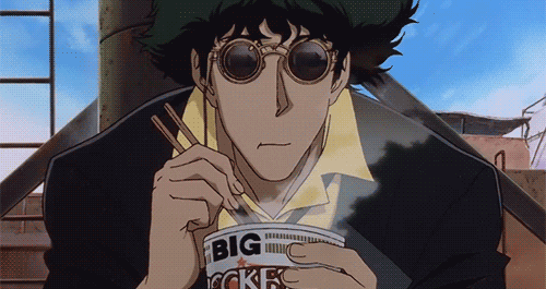Spike Spiegel Chewing Noodles GIF