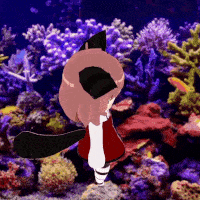 Spinning Anime Swimming Inside Fish Tank GIF