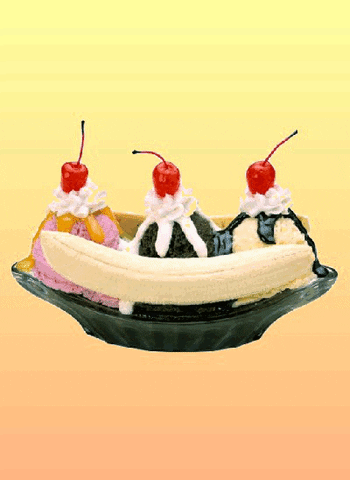 Spinning Banana Ice Cream Sundae GIF