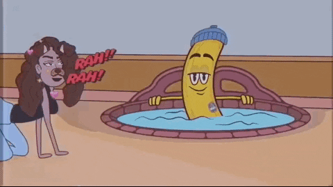 Spinning Banana Relax In Jacuzzi GIF