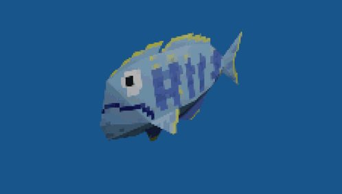 Spinning Cartoon Fish Blue Stripes GIF