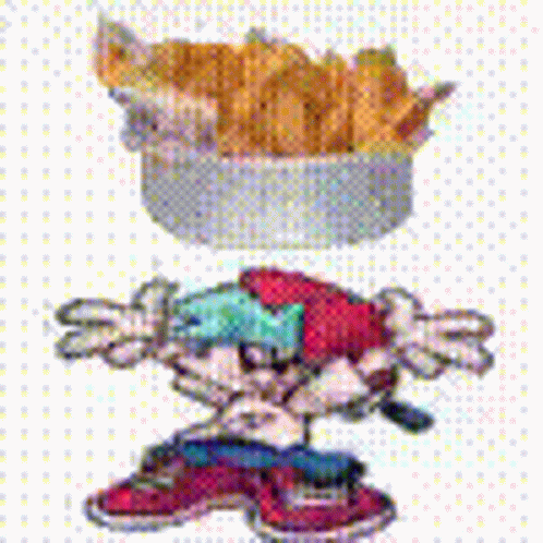 Spinning Chip Pixelated French Fries Bowl GIF