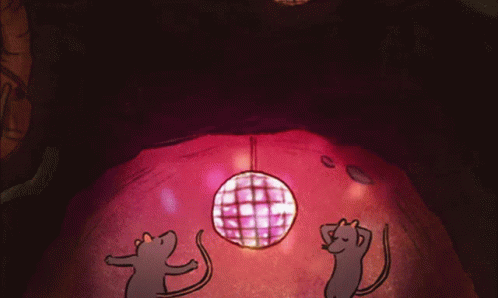 Spinning Disco Ball Cartoon Rats Dancing GIF