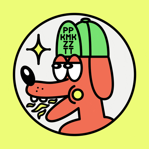 Spinning Dog Head Changing Colors GIF