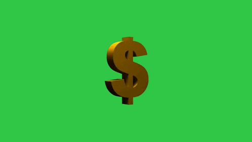 Spinning Dollar Sign on Green Background