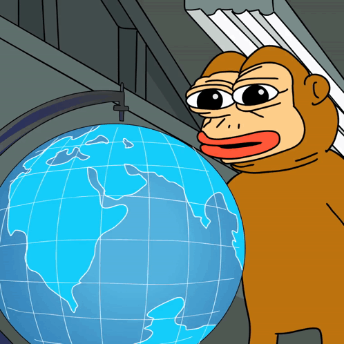 Spinning Globe Ponkesol Monkey Meme GIF