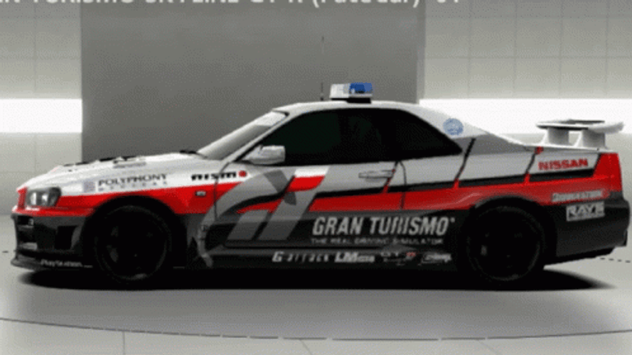 Spinning Nissan Skyline R34 Police Car GIF