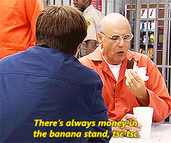 Spinning Old Guy Saying Money In Banana Stand GIF