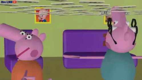 Spinning Peppa Pig Money Rain Meme GIF
