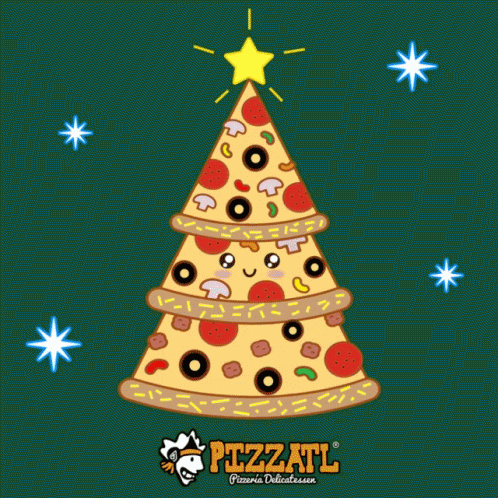 Spinning Pizza Christmas Tree GIF