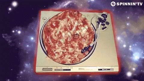 Spinning Pizza Disk On The Space GIF