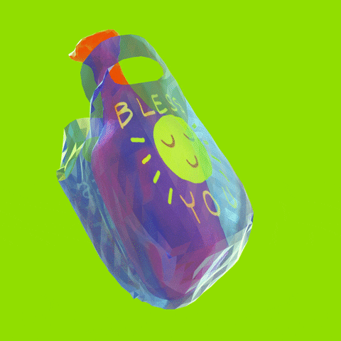 Spinning Plastic Bag Bless You Print GIF