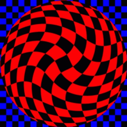 Spinning Red Circular Checkered GIF