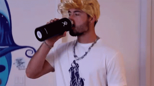 Spit Water Blonde Wig Guy GIF