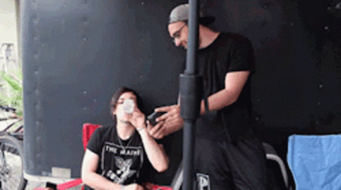 Spit Water Guy Surprise At Picture Friend Show GIF