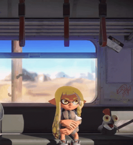 Splatoon Agent 3 Riding Train GIF