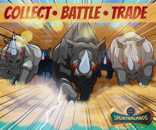 Splinterlands Rhinos Running in a Line